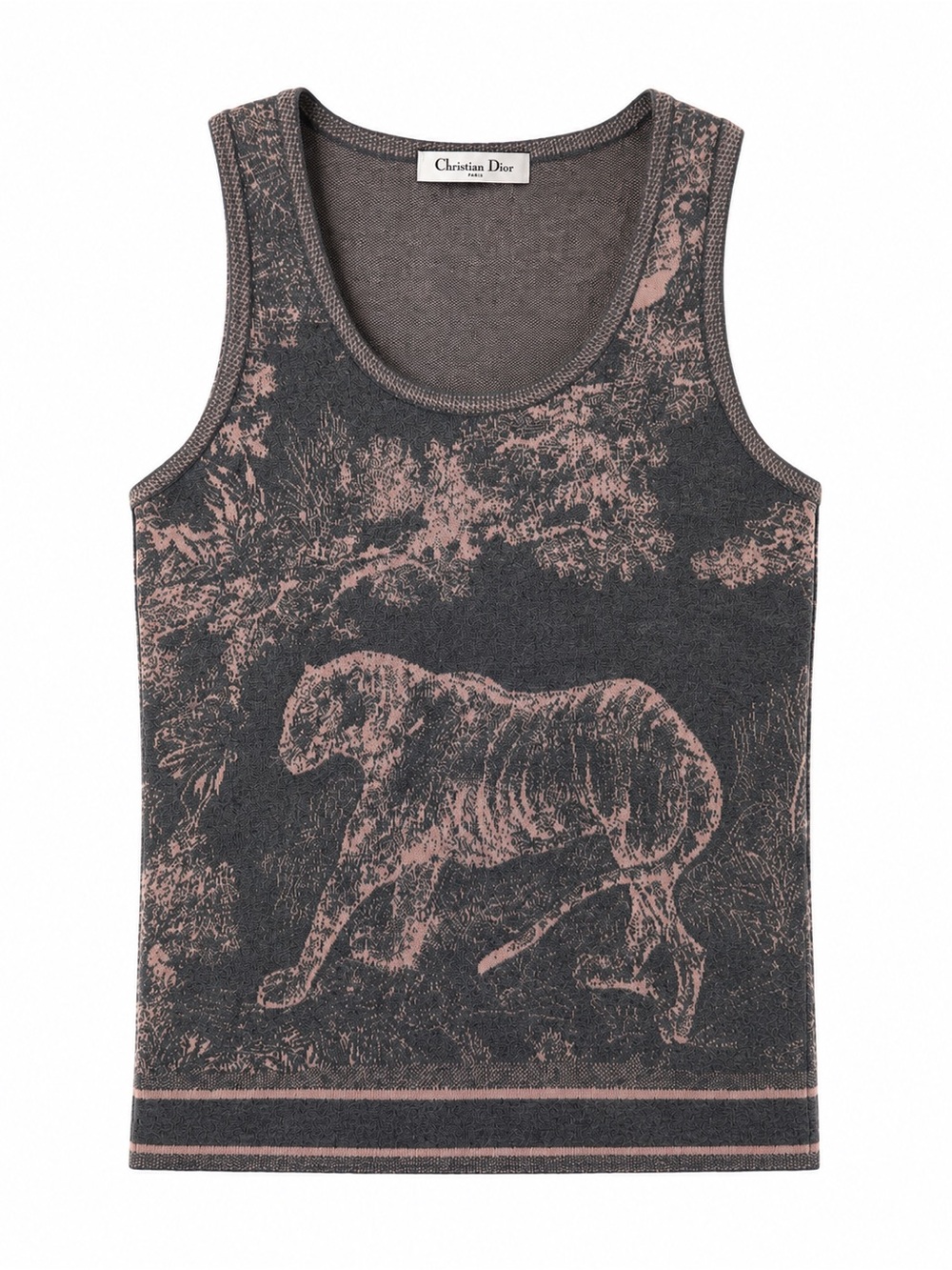 Dior Black & Pink Tiger Jacquard Knit Tank